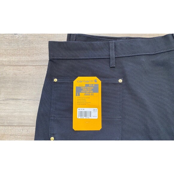 Carhartt B-01 Mens 50x30 Duck Double-Front Knee Black Work Dungaree Pants - Picture 2 of 12